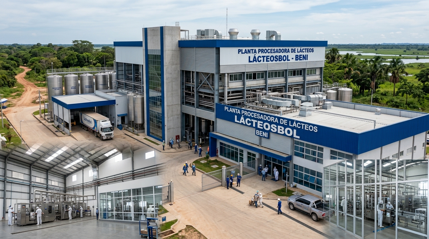 Planta Lácteosbol Beni en construcción, vista aérea